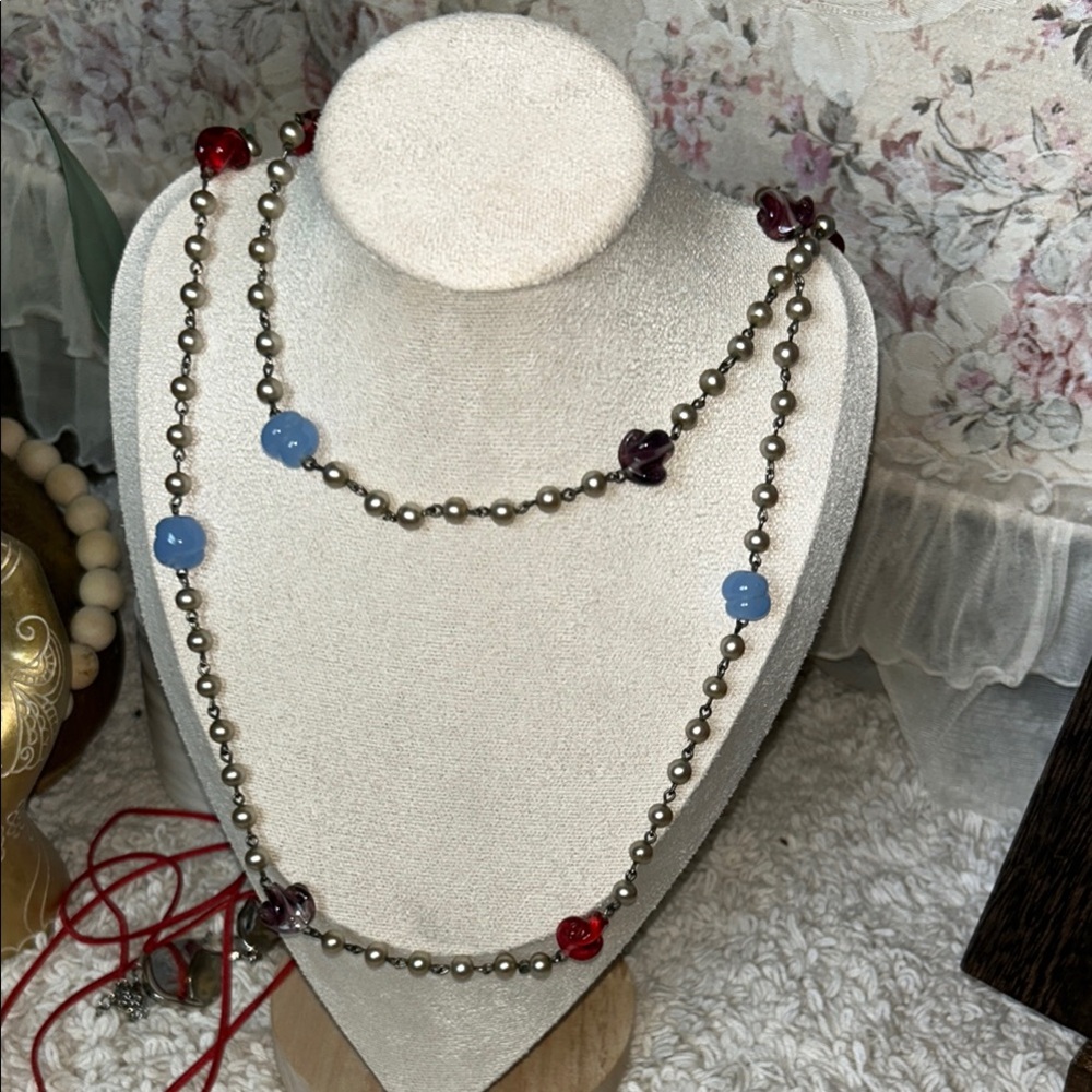 Multicolor Beaded Necklace 58 inches long